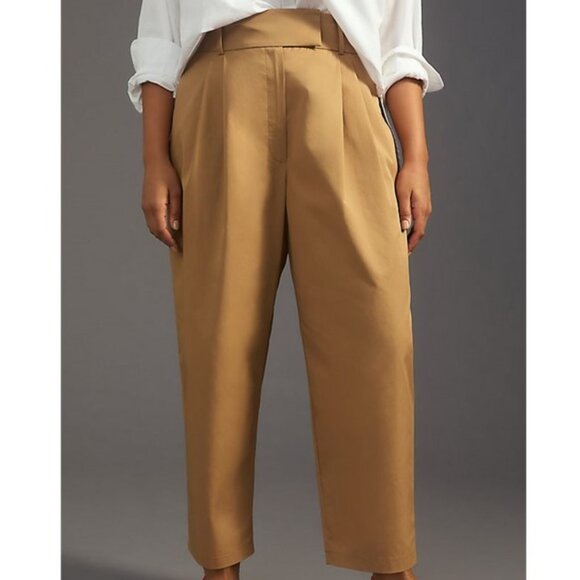 Anthropologie Exquise Barrel-Leg Chino Pants Cedar Size XL - Picture 2 of 12